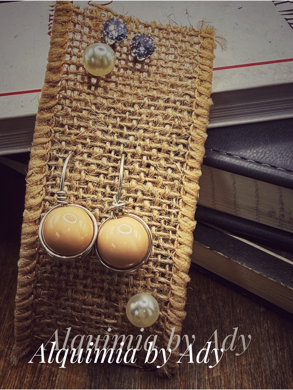 Cream Cabochon Drop Earrings with Silver pack